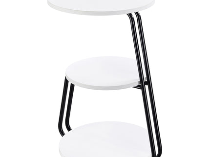 Dixon - 3 Tier Round Accent Side Table With Slim Legs - White / Black