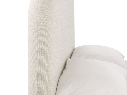 Linton - Queen Size Upholstered Platform Bed - Cream White / Light Grey / Camel Oak