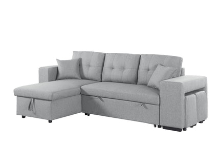 Daniel - Upholstered Reversible Sectional With Pull Out Loveseat - Light Gray
