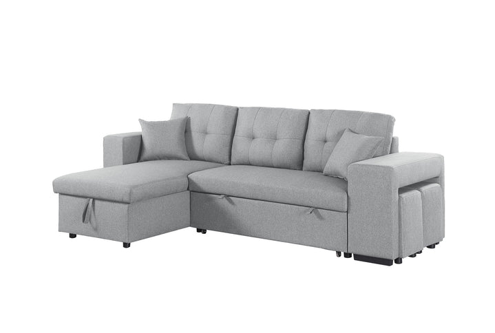 Daniel - Upholstered Reversible Sectional With Pull Out Loveseat - Light Gray