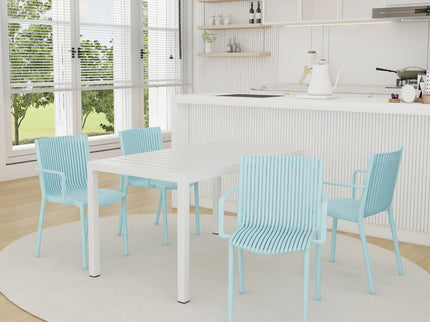 4 Piece Stackable Single Chairs With Vertical Stripe Design For All Weather