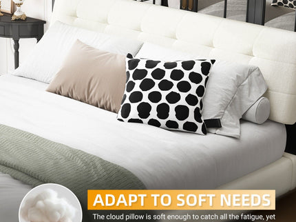 Tufted Headboard With Extra-Large Ultra-Soft Cloud Pillow Design