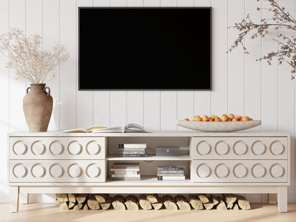 Media Console With 4 Drawers And Cable Management