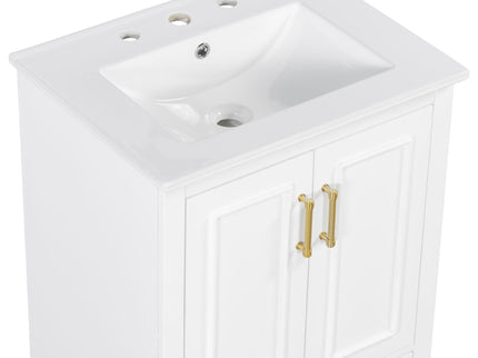 Bathroom Vanity With Sink, 1 Divided Drawer And 2 Soft Close Doors With Double Shelf