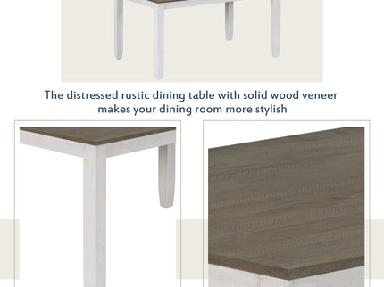 6 Piece Dining Set With 4 Upholstered Chairs & Bench - Brown / Whitewash