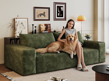 3 Setaser Sofa, Deep Seat Couches For Living Room - Green