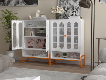 Modern Metal Shoe Cabinet With DoublebSided Doors And Adjustable Partitions