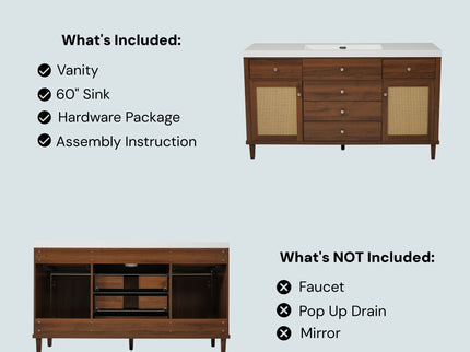 Bathroom Vanity With Sink, 5 Legs, Soft Close Drawers