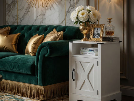 Farmhouse Nightstand, Charging Station & Storage