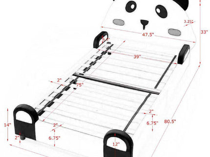 Twin Size Cute Panda Shaped Kids Bed - White / Black
