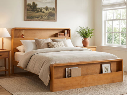 Bed Frame With Dual Open Storage Headboard And Footboard