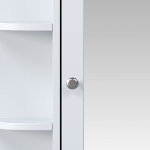 Bathroom Wall Storage Cabinet With Mirror And Adjustable Shelf, 6 Open Shelves