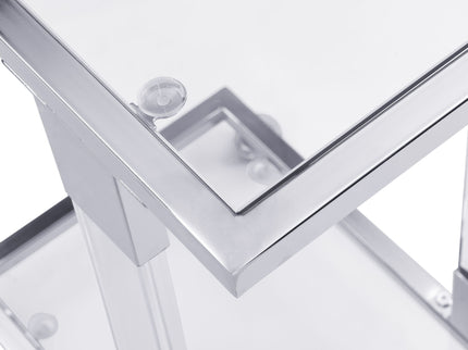 Side Table, Sofa Table, Glass Top C Shape Square Table With Metal Base For Living Room, Bedroom, Balcony Home And Office