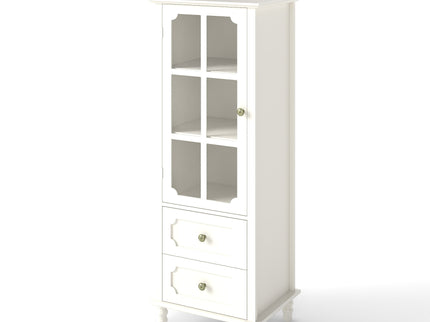 Minimalism Buffet Cabinet With Glass Doors And Double Drawer
