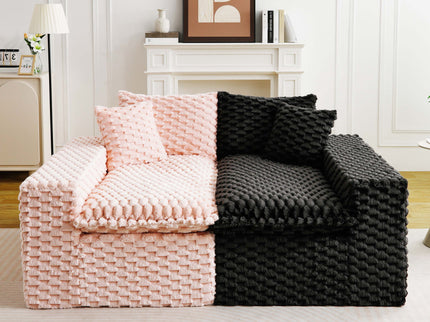 Multifunctional Sofa Pink Black, Fits 4 People