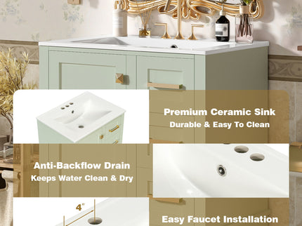 Bathroom Vanity, Modern Bathroom Cabinet With Sink Combo Set, Bathroom Storage Cabinet With A Soft Closing Door And 3 Drawers, Solid Wood Frame