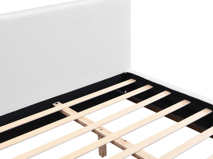 Queen Size Upholstered Bed With Solid Base Frame - White