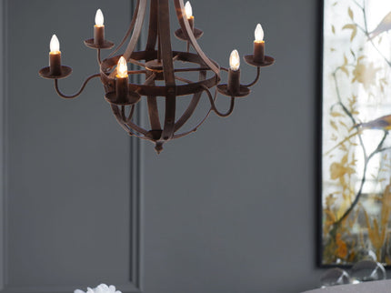 6 Light Metal Chandelier, Hanging Light Fixture With Adjustable Chain For Kitchen, Bulb Not Included - Black