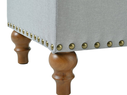 Upholstered Ottoman With Storage And Rivet Trim