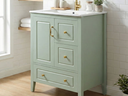 Retro Bathroom Vanity With Sink, Soft Closing Cabinet & Drawers