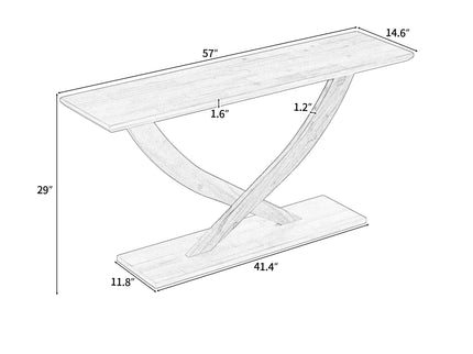 Console Table With Cross Leg Base And Reinforced Support Plate