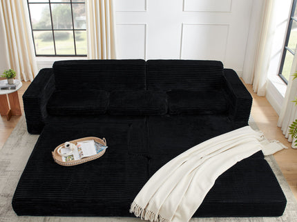 Modern Minimalist L Shape Modular Sectional Sofa, Couch