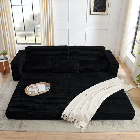 Modern Minimalist L Shape Modular Sectional Sofa, Couch