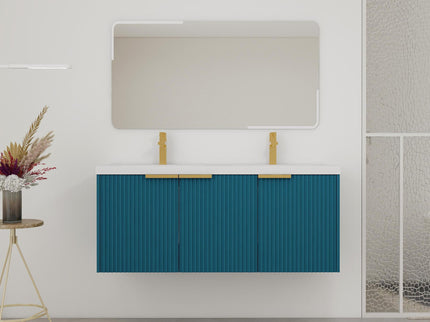 Contemporary Wall Mounted Bathroom Vanity With Resin Double Sink