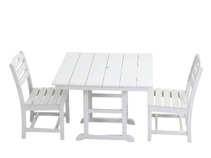 Outdoor Patio Dining Set, Square Table With Umbrella Hole And Armless Chairs