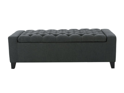 Contemporary Storage Ottoman With Tufted Top - Dark Gray