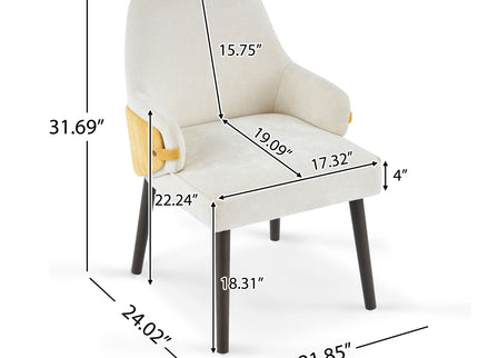 Indoor Dining Chair (Set of 2) With Sturdy Frame - Beige / Yellow