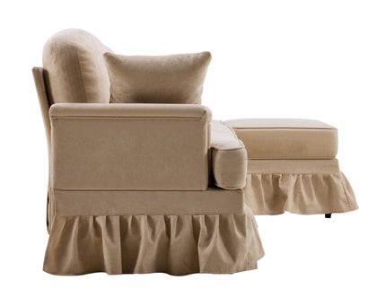 Cloud Sofa With Removable Ruffled Skirt With Ottoman And Flared Arms