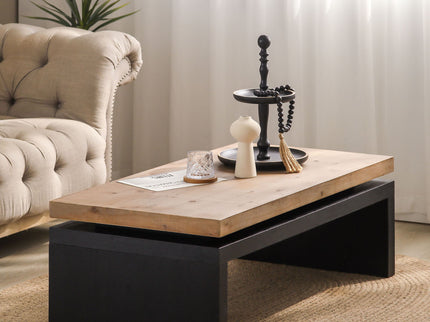 Coffee Table Rectangular Center Table For Living Room - Black / Natural / Multi / Natural Multi / Natural Wood / Natural Wood Wash