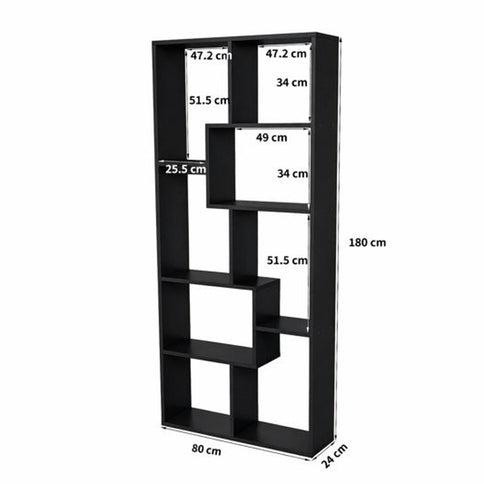 Asymmetrical Display Shelf & Bookcase, 5 Tier
