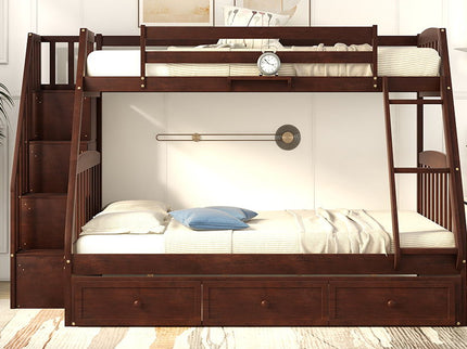 Bunk Bed With Drawers, Ladder And Storage Staircase