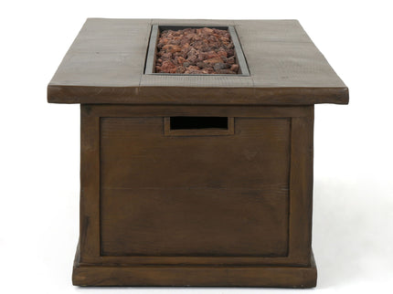 Transitional Rectangular Outdoor Propane Fire Pit With 50, 000 Btu