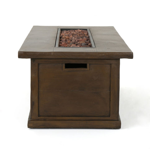 Transitional Rectangular Outdoor Propane Fire Pit With 50, 000 Btu