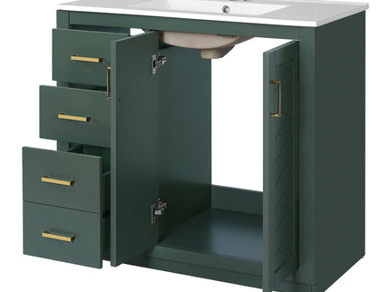 Bathroom Vanity With Sink Combo, Storage Cabinet, Freestanding Set With 3 Drawers & Soft Closing Doors