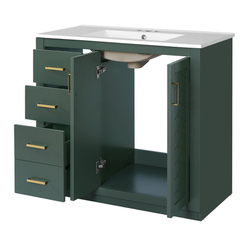 Bathroom Vanity With Sink Combo, Storage Cabinet, Freestanding Set With 3 Drawers & Soft Closing Doors