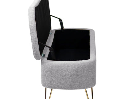 Storage Ottoman Bench For End Of Bed Legs, Modern Camel Faux Fur Entryway Bench Upholstered Padded With Storage For Living Room Bedroom