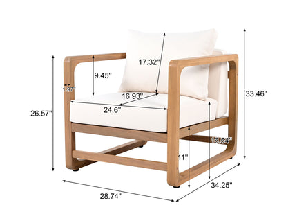 Outdoor Lounge Chair With Oversized Cushion Set For Patio
