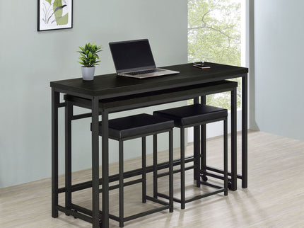 Klekner - 4 Piece Counter Height Table Set With Nesting Tables And Backless Stools - Charcoal