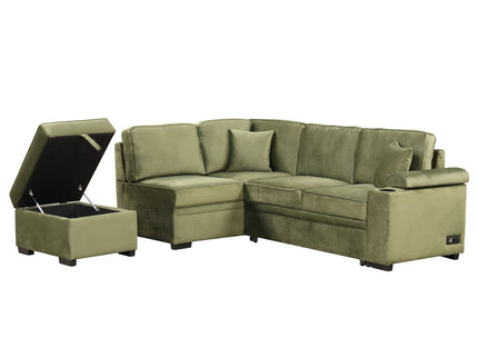 Sleeper Sofa Bed, 2 In 1 Pull Out Sofa Bed L Shape Couch With Storage Ottoman For Living Room, Bedroom Couch And Small Apartment