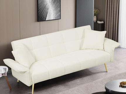 Convertible Double Futon Sofa Bed With Folding Armrests For Living Rooms