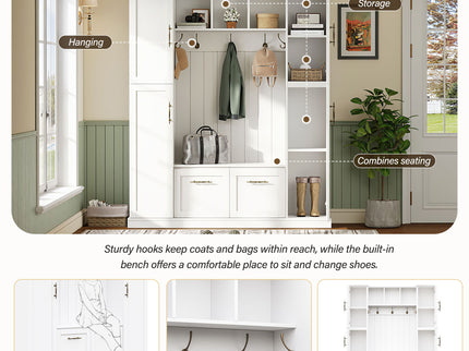 Hall Tree With 4 Side Cabinets