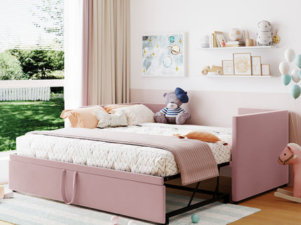 Twin Size Upholstered Daybed With Pop Up Trundle