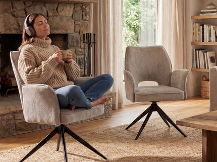 Dining Chair With Soft Cushion And 360° Rotation, Comfortable Armrest For Kitchen (Set of 2) - Gray