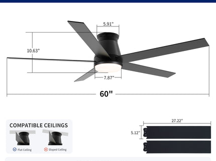 Flush Mount Ceiling Fan With Light