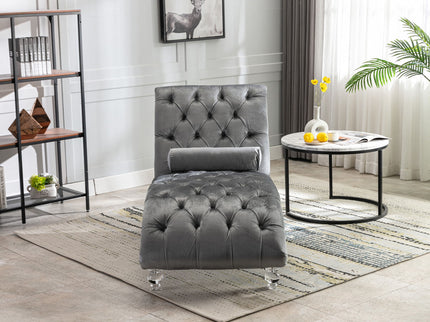 Chaise Lounge Indoor, Button Tufted Upholstered Chaise Lounge Chair With Pillow