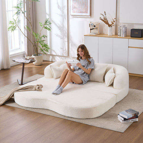 Foldable Sofa Bed, Boneless Couch Convertible Sleeper With 4 Pillows
